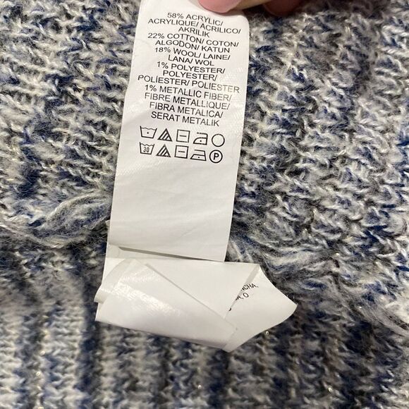 Lucky Brand wool blend blue/white/gray cardigan with metallic threads - Picture 7 of 7